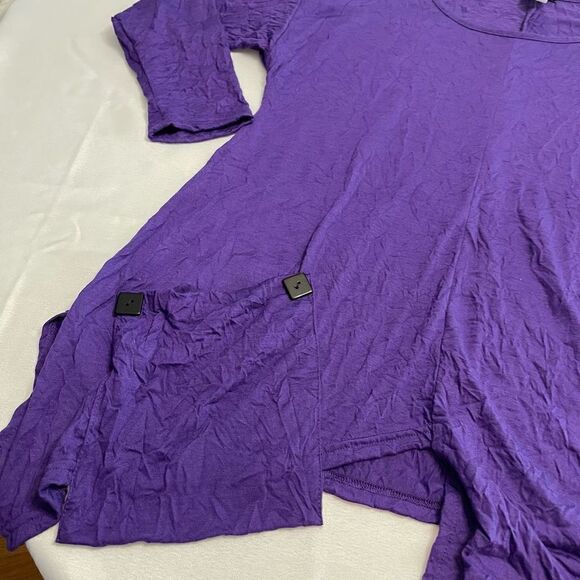 Yushi Purple Crinkle Lagenlook Tunic Top Size Medium - Picture 7 of 10